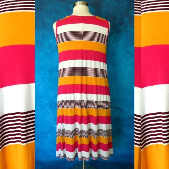 Lane Bryant Striped Tank Dress 22/24 Pink White - Picture 5 of 8